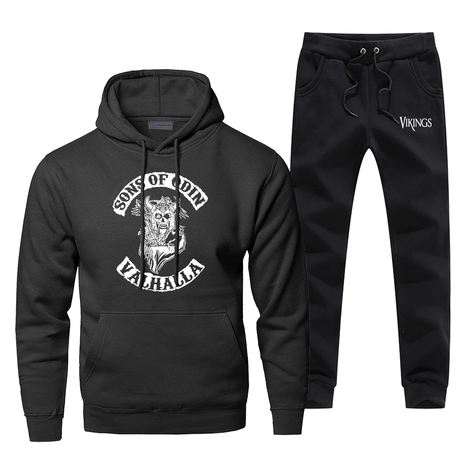 Sons Of Odin TV Show Fashion Men's Full Suit Tracksuit Viking Casual Fitness Sportsman Wear Valhalla Hip Hop Balck Men's Sets - Цвет: Black 5