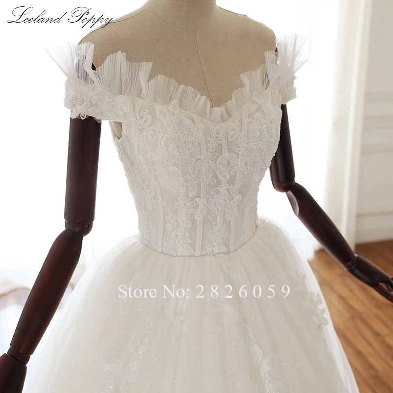 Vestido de Noiva женские трапециевидные тюлевые Свадебные платья с открытыми плечами длиной до пола аппликации свадебное платье с украшением из бусин