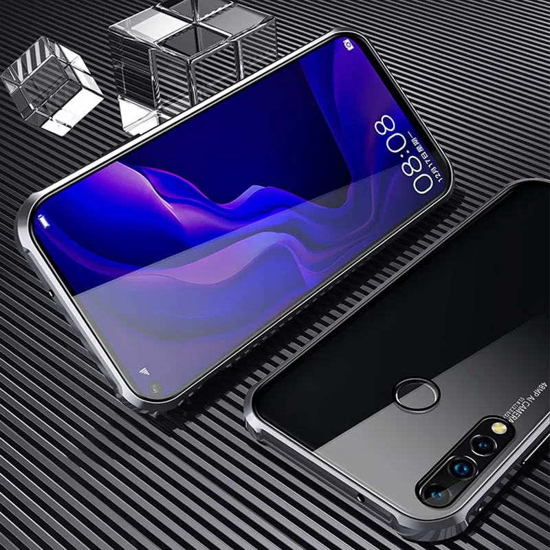 Магнитный адсорбционный металлический чехол для телефона huawei Honor 10 Lite P smart из закаленного стекла, прозрачный двухсторонний Магнитный чехол - Цвет: Серебристый