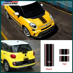 1 set Car Hood Tail Bonnet Stickers For-Fiat 500 L Corss Limited Edition Stripes Auto Engine Cover Decor Vinyl Decal Accessories (2)_副本