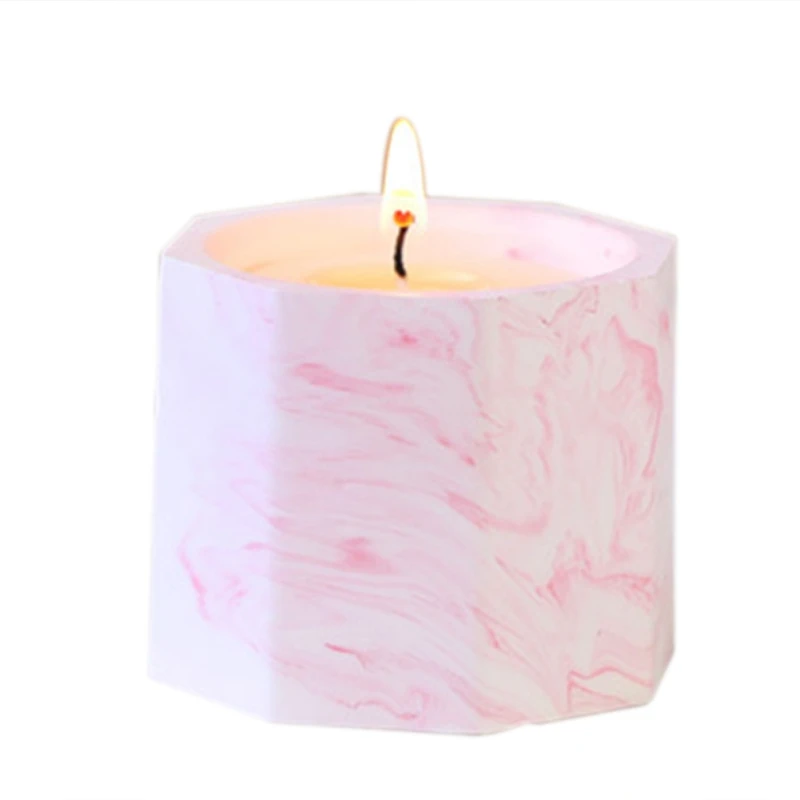 Octagonal Coconut Wax Unique Soy Wax Decoration Candles Handmade Gifts Romantic Aromatherapy Candles Wedding Supplies - Цвет: Розовый