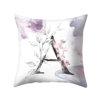 

Letter Pillow case Cover Sofa Nordic Alphabet Flowers Print Floral Sofa Car Pillow Cushion Cover Case Home Decor Almofada 45*45