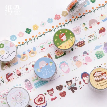 

1pcs/1lot Washi Masking Tapes Cream and flowers Decorative Adhesive Scrapbooking DIY Paper Japanese Stickers 3M