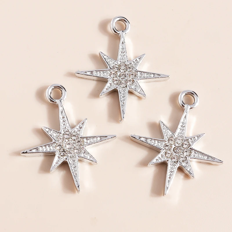 10pcs 25*21mm Shining Crystal Star Charms for Earrings Bracelet Making Accessories Pendants Necklace Keychain Diy Jewelry Making