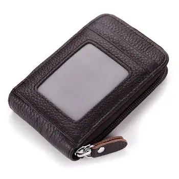 

wallet Women Men Unisex Zippper Card Holders Change Genuine-Leather Purse Wallets Black/Coffee/Blue/Rose Red/Yellow wallet