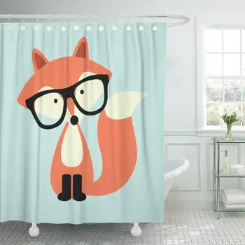 

Shower Curtain Woodland Hipster Red Fox Kids Children Girl Nursery Sweet Home Decor Waterproof Bath Bathroom Curtains Set with