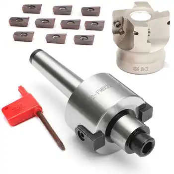 

MT2 M10 50mm Face End Mill Cutter + 10pcs APMT1604 Carbide Inserts with Wrench CNC Milling Cutter Machine Tools