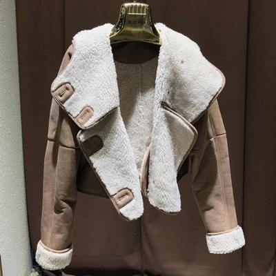 Женская Шуба из натурального меха Натуральная овечья кожа длинная куртка женская верхняя одежда осеннее зимнее теплое пальто - Цвет: Coffee-Short