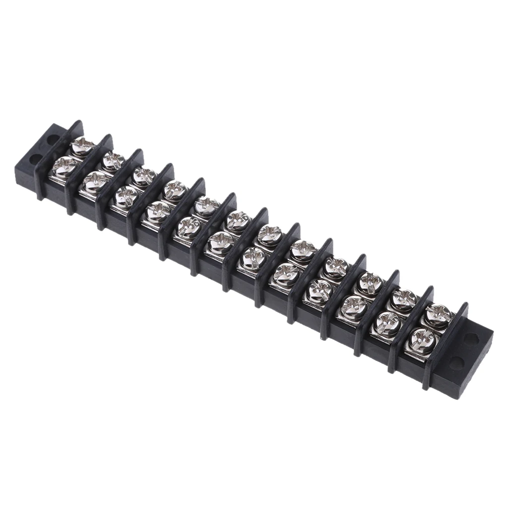 12 Positions Dual Row 12V 30A Screw Terminal Strip Blocks for Auto Car Marine Boat RV