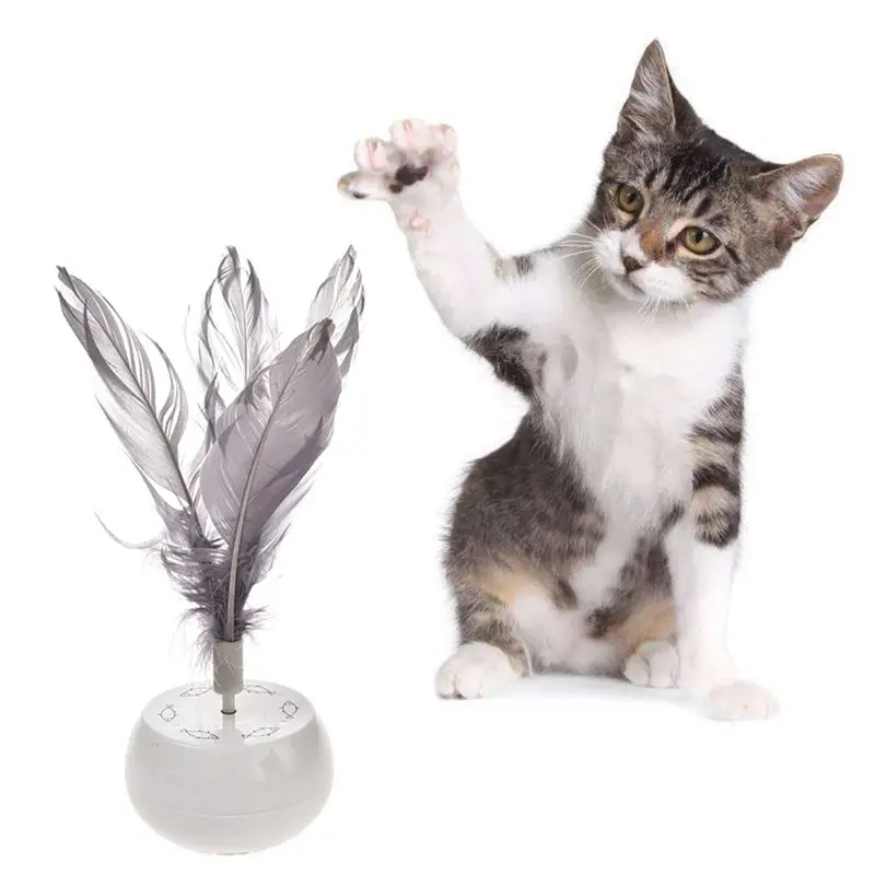 Pet Интерактивная кошка спиннинг стакан перо игрушка Забавный котенок вращающийся мяч игрушка