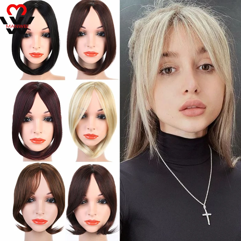 

MANWEI Bangs Clip In on Front Hair Bang Two Side Fringe Hair Extension Natural Heat Resistant Synthetic Bangs Hair Piece