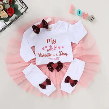 

0-18M Valentine's Day Newborn Kid baby Girl Clothes set Long Sleeve Romper Body top Skirt Dress set Elegant Cute Princess Outfit
