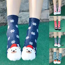 Модные рождественские милые носки с трехмерным рисунком для женщин и девочек; женские зимние теплые забавные рождественские носки; Chaussettes Femmes