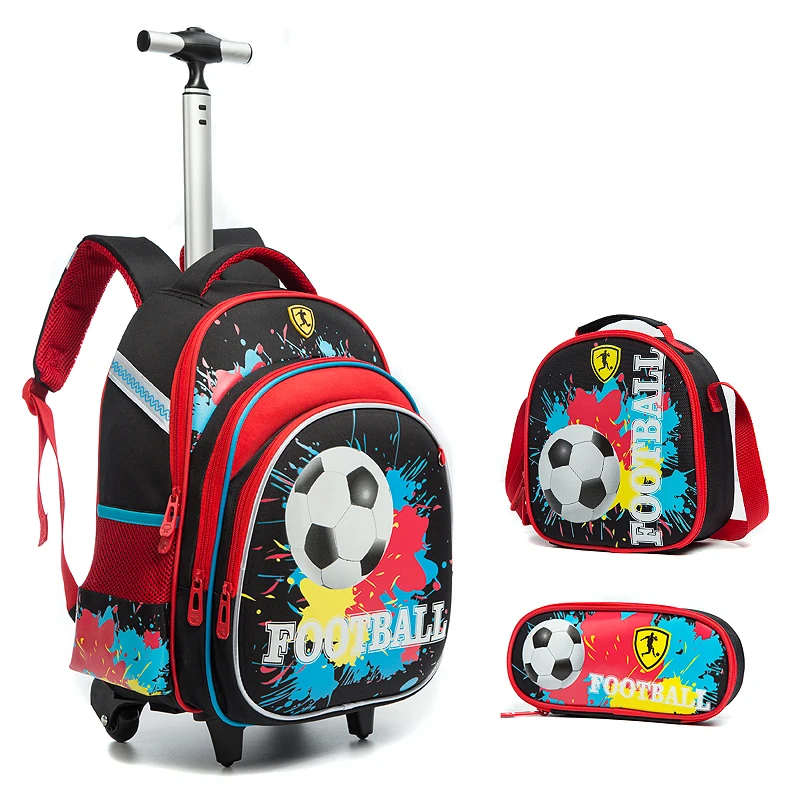 Discount  New 3PCS Trolley School Bags For boys Girl Laptop Backpacks Kids Satchel Luggage Large Capacity Whe