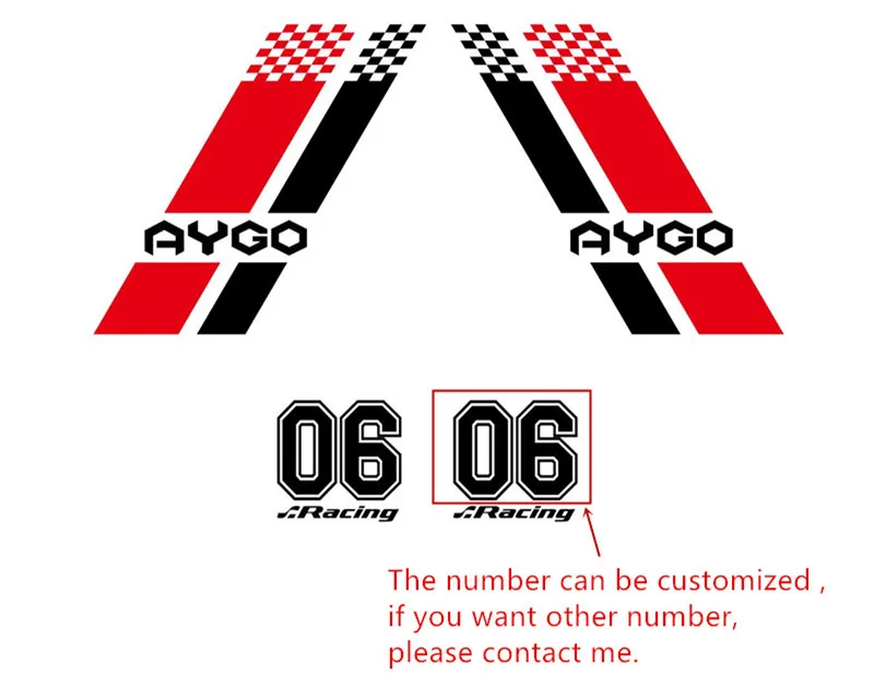 Racing Lattice Striper Door Body Decor Sticker For-Toyota AYGO X-Style X-cite X-wave Both Side Auto Customized Vinyl Decal (2)_副本