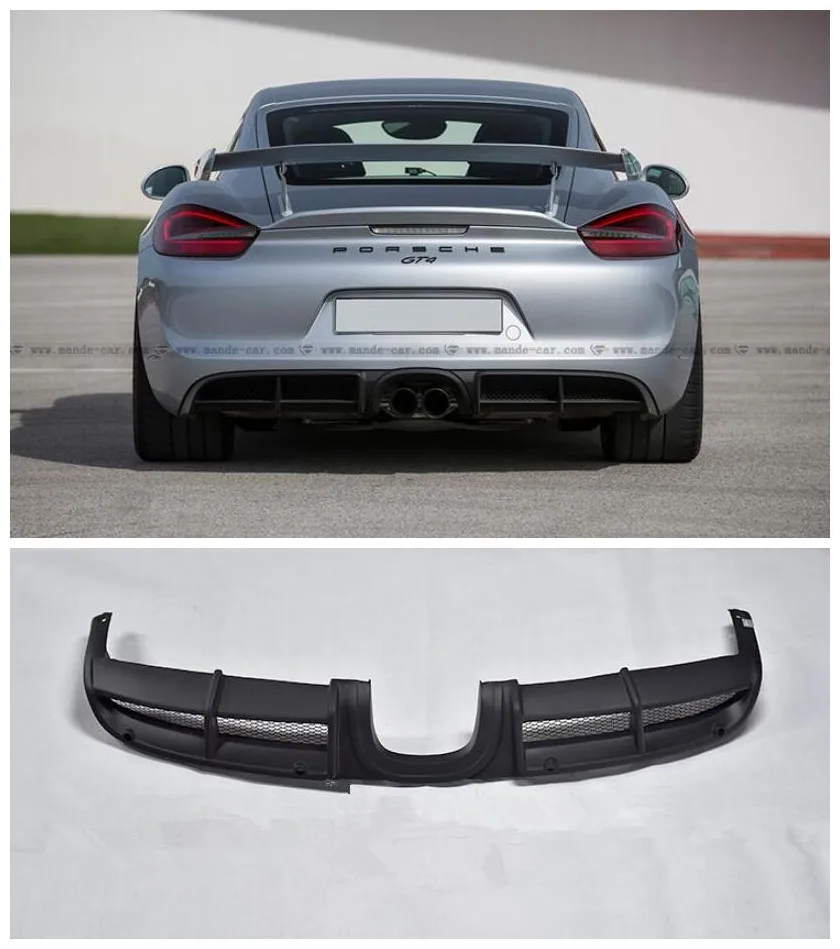 

High quality Carbon Fiber/ ABS Car Rear Trunk Lip Bumper Diffuser Protector Fits For Porsche Cayman 981 GT4 2013 2014 2015