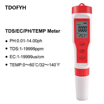 

TDOFYH 4 in 1 PH TDS EC Temperature Meter Digital Water Quality Monitor Tester for Pools Drinking Water Aquariums