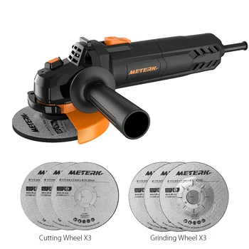 

Meterk Electric Angle Grinder 6A 4-1/2inch with 115mm grinding discs 3 Grinding Abrasive Wheels with 750W max output power