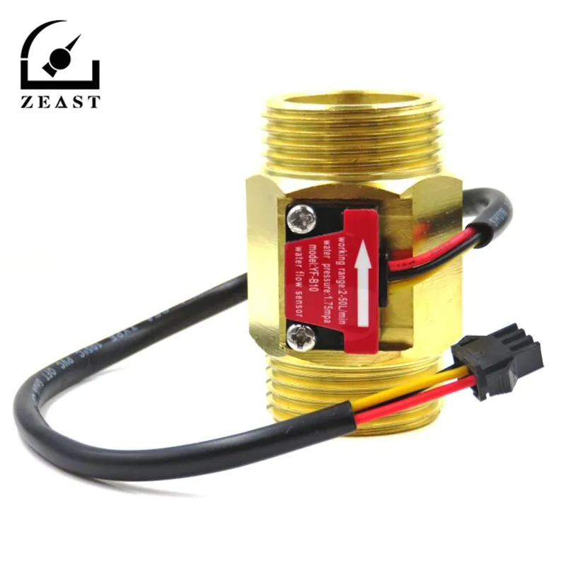DC 5-15V 1 Inch Water Flow Sensor Hall Switch Meter DN25 Brass Industrial Flowmeter | Инструменты