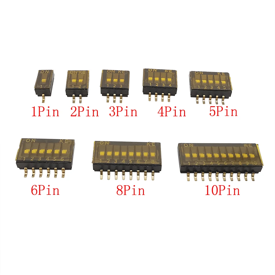 5Pcs Free shopping Slide Type SMT SMD Dip Switch 16 pin 8 Position 8 pin 4 Position Color: 10PIN 1.27 mm Pitch 2 Row 4 Pin 2 Position