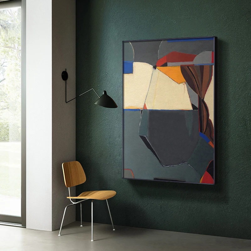 

Modern Watercolor Abstract Texture Canvas Poster Geometric Color Block Wall Art Print Wall Pictures for Living Room Home Decor