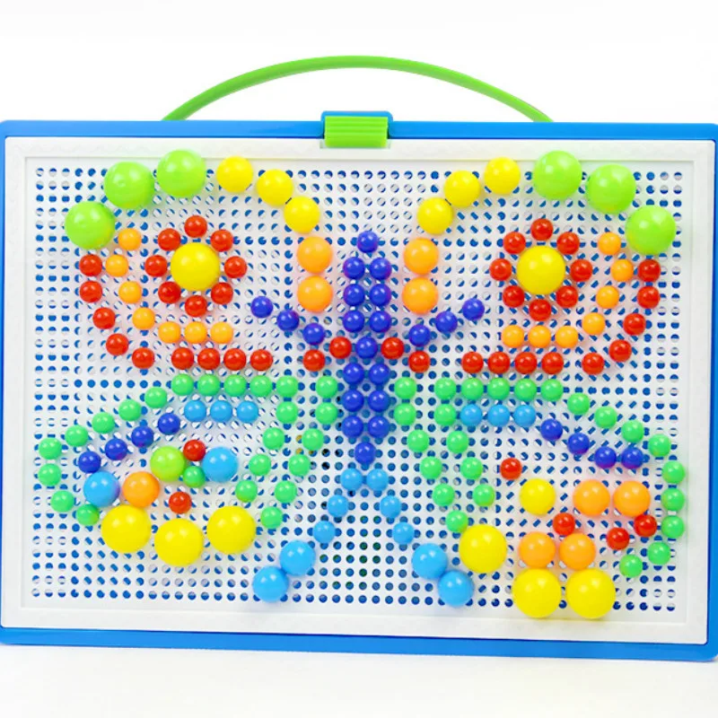 Mushroom Pin Manual Beads Puzzle Large Box 296 Pieces of Board DIY Puzzle Toys Children's Day Gifts Toys for Children Puzzles