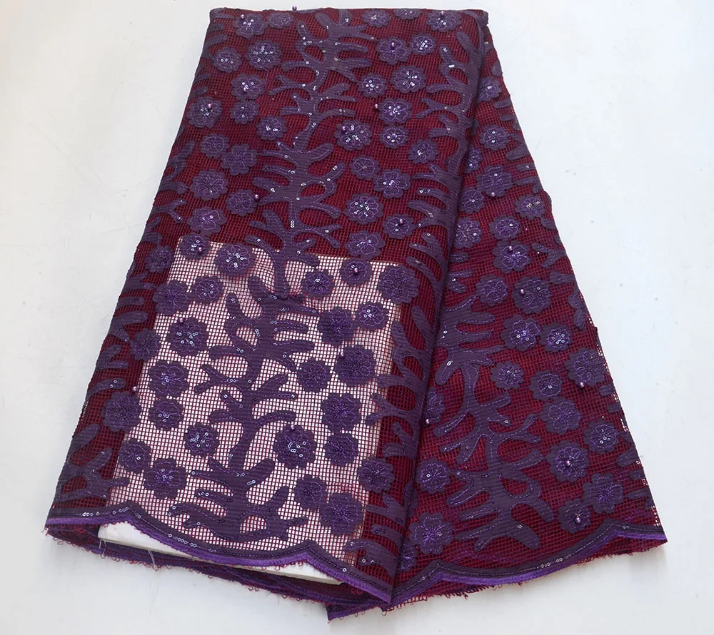 

Nigerian Lace Fabric With Sequins Embroidery High Quality African French Net Lace Fabric For Party