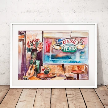 

Prints , Watercolor Central Perk Pictures Friends TV Show Poster Home Decor Friends TV Show Canvas Painting Wall Art Rectangle