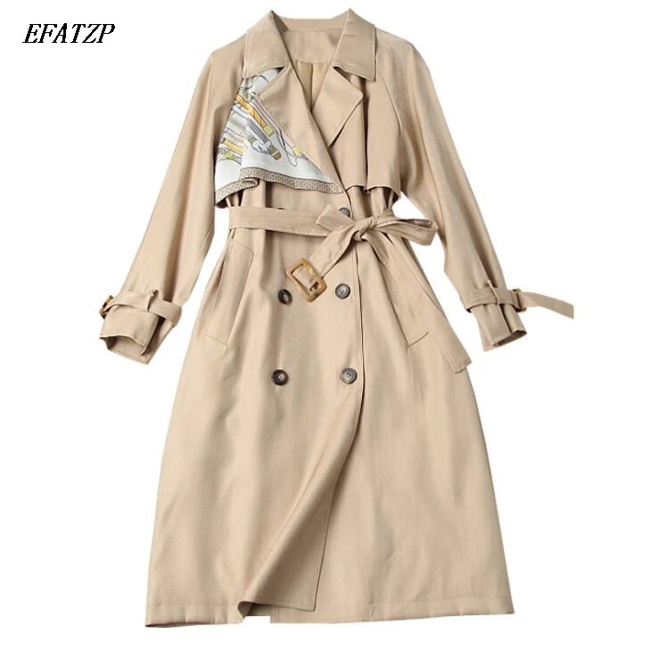 

EFATZP 2019 Autumn Winter Runway Trench Coat for Women High Quality Designers Long Windbreaker Elegant Outerwear Coats