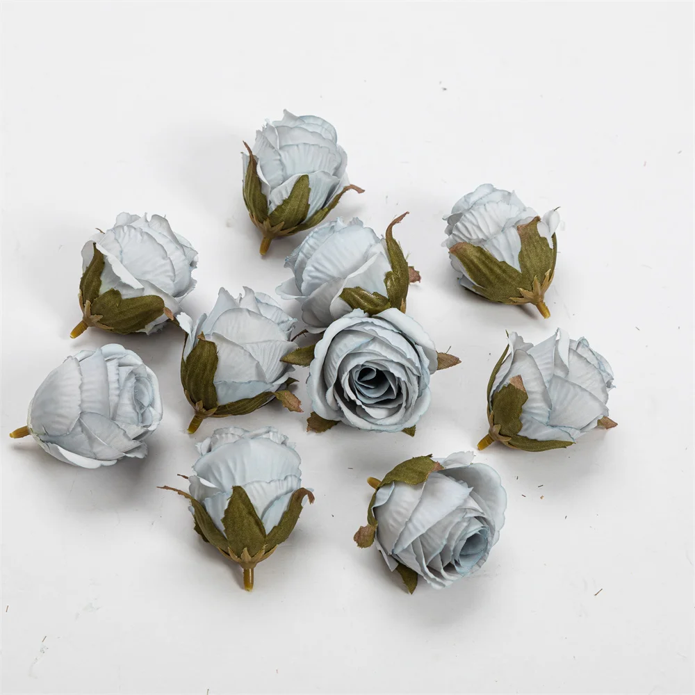 Nanairo 10pcs 3.5cm Retro Artificial Canvas Rose Flower Head Home Wedding Party Decora Christmas Craft Accessories Fake Flowers