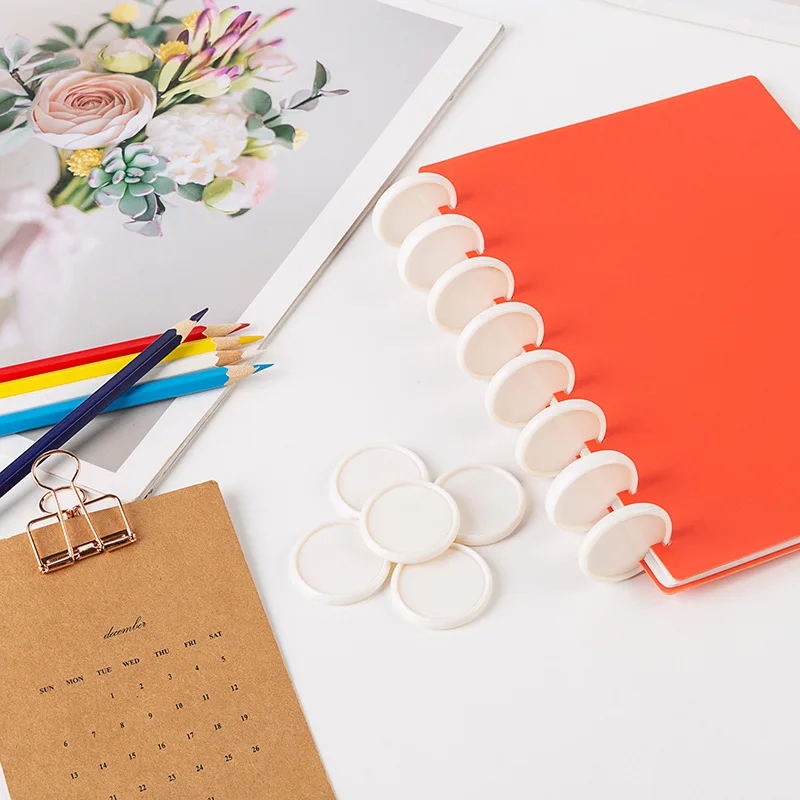 

100pcs 35mm Plastic Ring Buckle Mushroom Hole Loose Leaf Notepad Plastic Binding Discs Macaroni Button Binding Rings