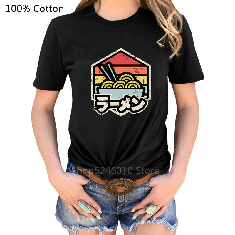 Аниме Наруто Ретро Ramen Kawaii Студенческая футболка Femme лучшие подарки круглый