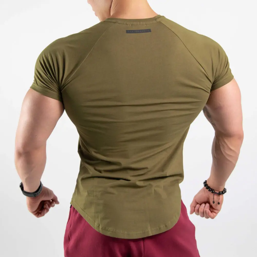 Gym T-shirt Men Fitness Bodybuilding Cotton Skinny Shirt Male Running Sport Jogging Training Tee Tops Crossfit Brand Clothing sport t shirt running t shirts running t shirt fitness clothes men t shirts