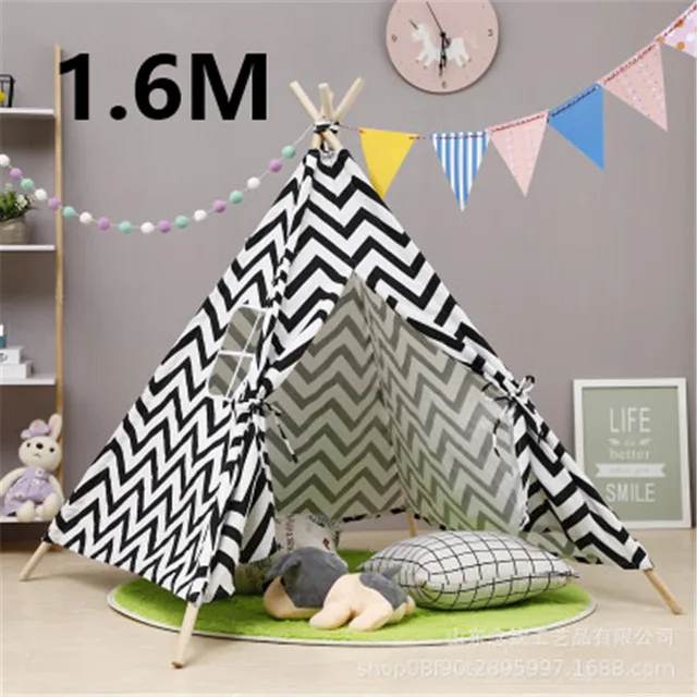 1.6M Play House For Children Tent Portable Kids Tent Cabana Tipi Infantil Baby Teepee Tents Castle LED Lights/Carpet/Decoration 3