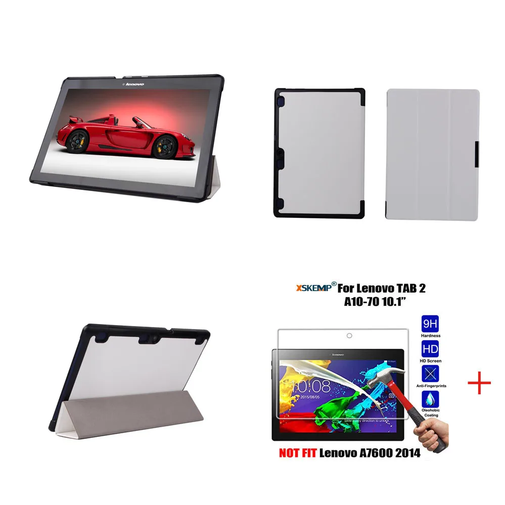 White Чехол для планшета для lenovo Tab 2 10,1(A10-70F A10-70LC) 360 Вращающийся из искусственной кожи с подставкой с подарочная перьевая ручка - Цвет: White