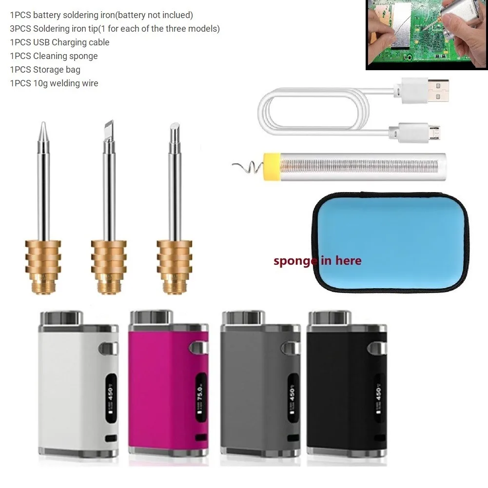 best soldering iron for electronics 8pcs/set Portable Rechargeable Battery Soldering Iron USB Handheld Wireless Welding Pen 1W-75W Cleaning Sponge 10g Welding Wire hot stapler plastic welder