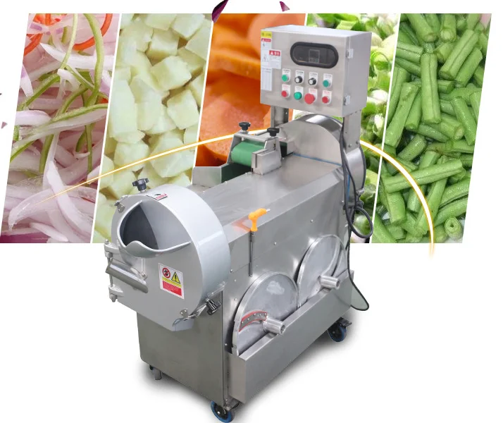 Multi fiction automatic stainless steel double-head vegetable and fruit cutter slice cubing machine