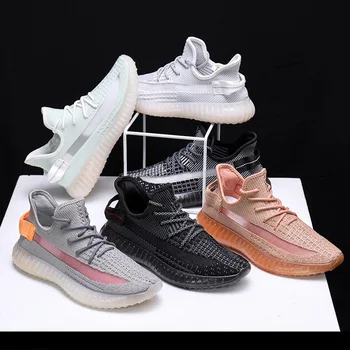 

2019 new coconut shoes men 350v2 angel reflective flying shoes men's breathable casual sneakers men's