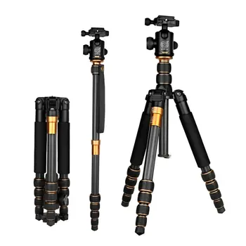 

Q666C Portable Carbon Fiber Tripod Traveling Tripod For Camera Ball Head Digital Camera Tripod 5-section Center Column