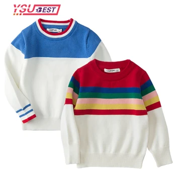 

2020 New Christmas Sweater Style Kids Knitted Pullovers Tops Spring Baby Boys Girls Stripe Sweaters Autumn Children Clothes