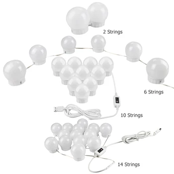 

USB Charge LED Makeup Mirror Front Light Bulb Wall Lamp for Dressing Table