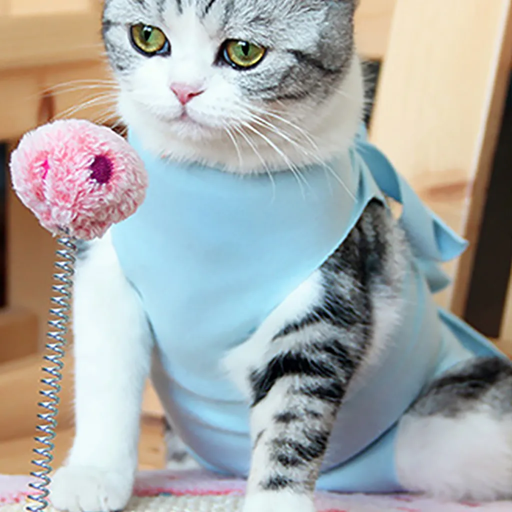 Blue Кошка рубашка пальто слинг жилет Популярная Новая мягкая Кошка Животное Хирургическая Одежда для домашних питомцев; кошки восстановление защитные принадлежности костюм - Цвет: Blue