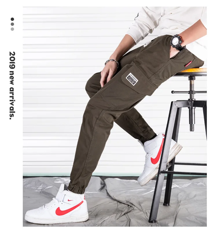 Spring MEN'S Overalls Korean-style Trend Casual Trousers Students Loose-Fit Versatile Popular Brand Men Ankle Banded Pants Whole