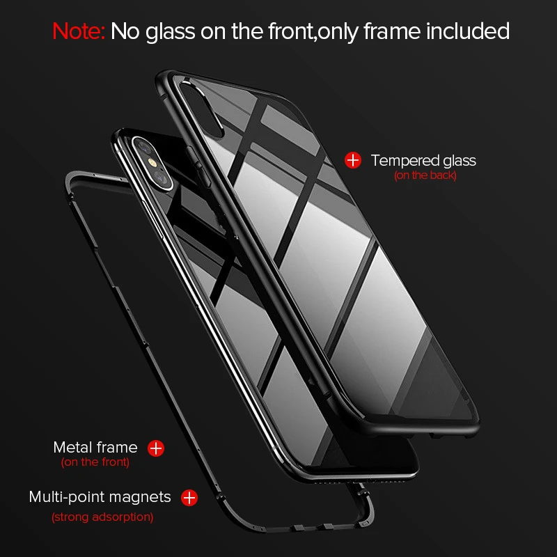 GETIHU металлический магнитный чехол для iPhone 11 Pro Max XR XS MAX X+ Магнитный чехол из закаленного стекла для iPhone 8 7 6 6s s Plus чехол