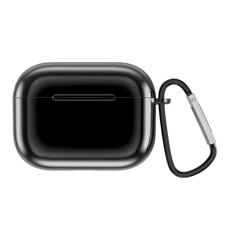 Для AirPods Pro Чехол защитный чехол покрытие ТПУ противоударные наушники защитный чехол для Air Pods Pro чехол с брелком - Цвет: Черный