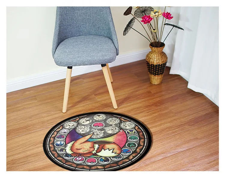Круглый ковер для гостиной, Противоскользящий коврик, напольные коврики с рисунком Покемон, украшение для пола в спальню, молитвенный коврик для йоги, DW255