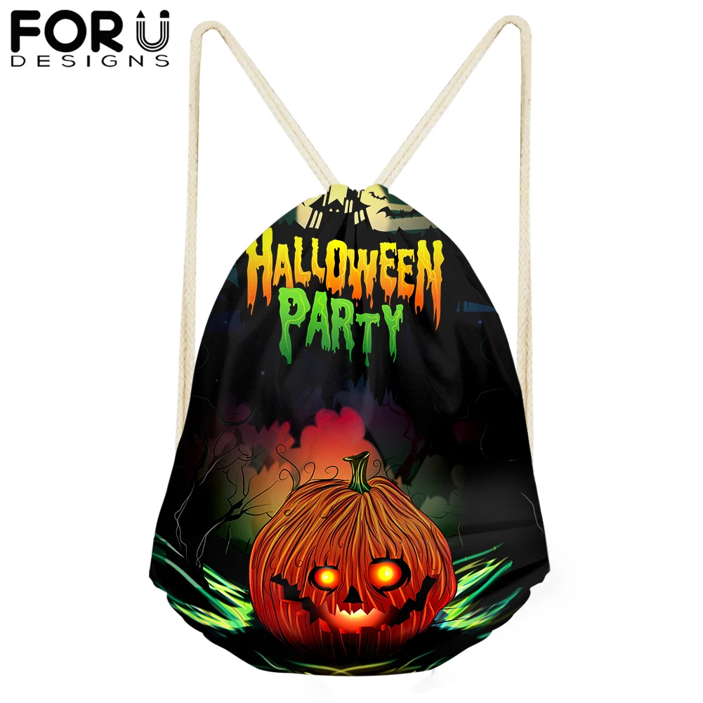 Halloween Jack-O'-Lantern Drawstring Bag for Teenagers Girls Drawstring Backpack Women Package Travel Large Capacity Package