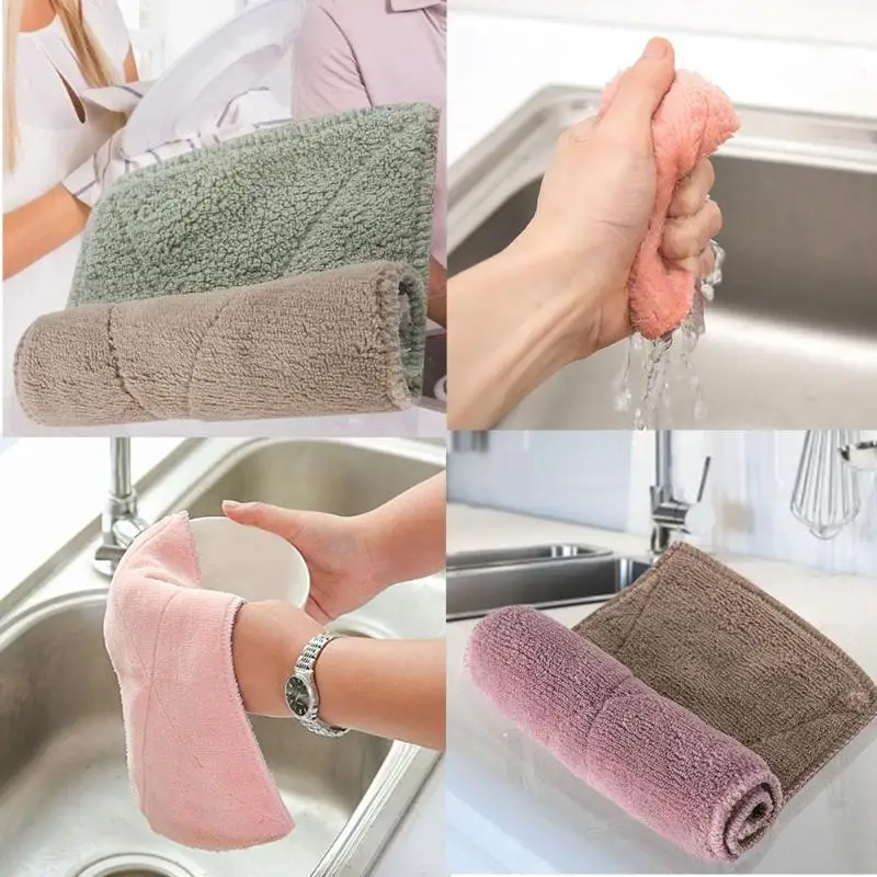 

Household Super Absorbent Cleaning Cloth Rag Microfiber Kitchen Towel Dishcloth Microfiber Kitchen Towel Washing Cleaning Rags