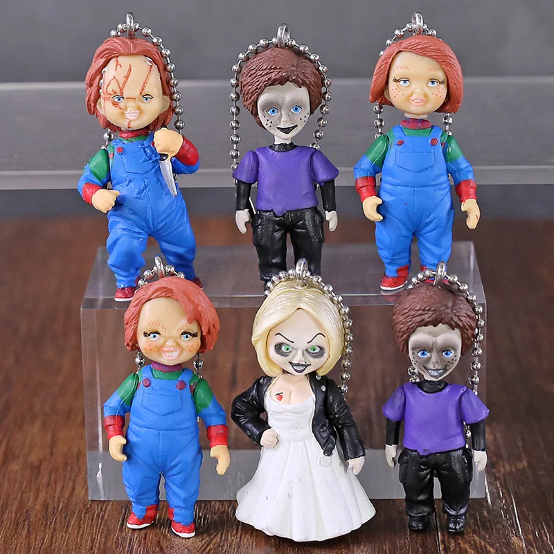6pcs/set NECA Figure Horror Movie Child's Play Chucky Bride of & Son Doll Keyring Keychain Pendant Model Gifts Toy | Игрушки и