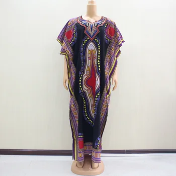 

2020 summer elegent fashion style african women printing polyester long dress